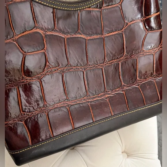 Dooney & Bourke Crocodile Leather Hobo Shoulder Bag Cognac - Picture 5 of 14